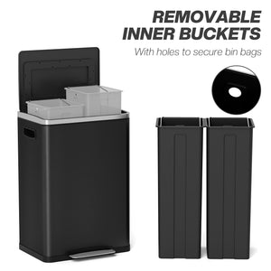 2x5.3 gal (2x20 L) Garbage Bin, Stainless Steel Garbage Can with Soft-Close Lid and Removable Inner – view 5