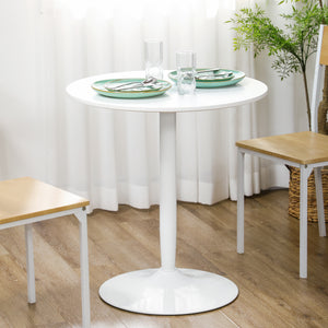 Modern Kitchen Table for 2 people, Round Dining Table with Steel Base for Living Room, Dining Room, White
