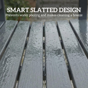 Outdoor Bench, HDPE Weatherproof Garden Bench, 2-Person Garden Seating with Slatted Seat