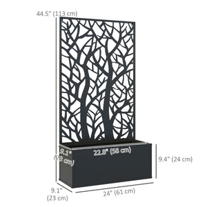 Metal Raised Garden Bed with Privacy Panel, Freestanding or Wall Mounted Outdoor Planter Box for Garden, Patio