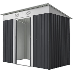 6' x 4' Outdoor Storage Shed, Metal Garden Tool Storage House Organizer with Lockable Sliding Doors and – view 22