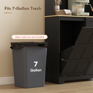 Kitchen Pantry Cabinet with Charging Station, 7 Gallon Trash Can Cabinet – view 5