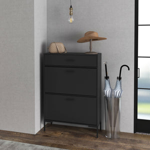 Modern Shoe Cabinet Storage 12 Pair Shoe Organizer with 2 Flip Doors Drawer and Adjustable Shelf White – view 14