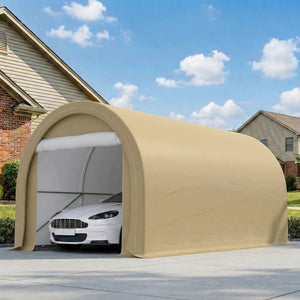 10' x 16' Heavy Duty Portable Carport Tent with Zippered Door, PE Cover for Car, Boat, Motorcycle, Bike – view 7