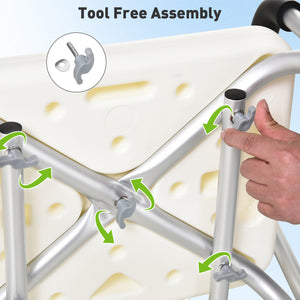 Adjustable Medical Shower Chair with Back, Bathtub Bench Bath Seat with Padded Arms, Non Slip Tub Safety for Disabled, Seniors, Elderly