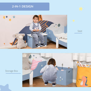 Qaba Kids Toy Storage Box, Organizer Chest with Gas Stay Bar Seating Bench, Blue