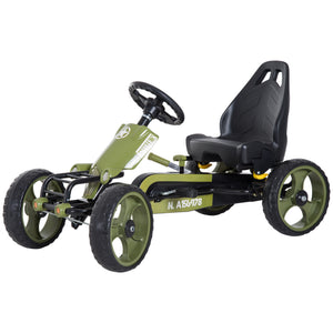 Aosom Pedal Go Kart with Adjustable Seat, EVA Tyres, Safety Handbrake, for Ages 3-6 Years Old, Green