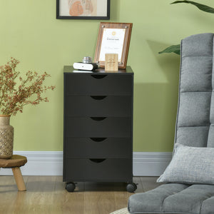 File Cabinet with 5 Drawer Wheels, 15.7" x 15.7" x 26.4", Black – view 6