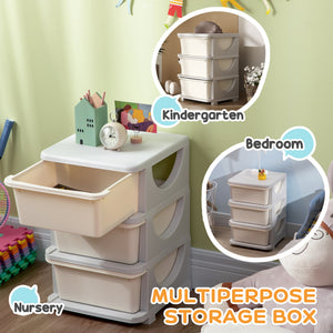 3 Tier Kids Toy Organizer and Storage Bins with 3 Plastic Drawers, Blue