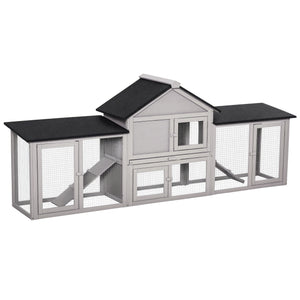 Large Rabbit Hutch Wood Bunny Cage Outdoor Guinea Pig House with Double Runs Slide Out Tray Ramps – view 8