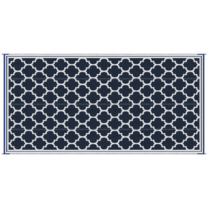 Reversible Outdoor RV Rug, 9' x 18' Patio Floor Mat, Plastic Straw Rug for Backyard, Deck, Picnic, Beach, Camping, Black and Beige