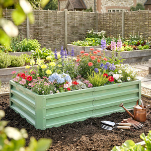 Galvanized Raised Garden Bed, Outdoor Planter Box for Vegetables, Flowers, Herbs, 4' x 2' x 1', Light Green