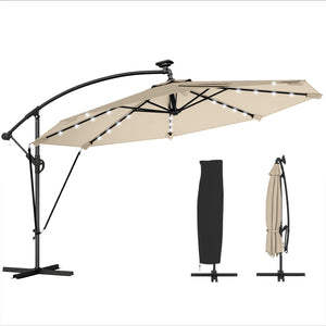 11.3 ft Cantilever Patio Umbrella with Light, Cover, Aluminium UPF50+ Offset Outdoor Umbrella Parasol – view 8