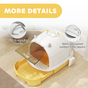 Cat Litter Box with Lid, Front Door Flap, Scoop, Handle, Easy Clean, for Small and Medium Cats, Green – view 20