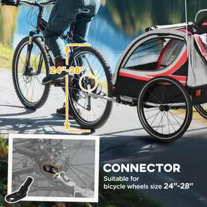 Aosom 3-in-1 Bike Trailer for Kids, Running Stroller with 2 Seats, Jogging Cart with 5-Point Harness, Storage Units