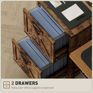 Vertical Filing Cabinet with 2 Drawers, Rustic Farmhouse Office Storage Cabinet for A4, Letter Size – view 25