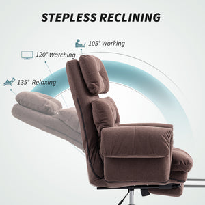 Reclining Executive Computer Desk Chair, Ergonomic Office Chair with Footrest and Thickly Padded, Coffee