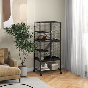 Rolling Small Animal Cage 34"H Chinchilla Cage for Ferrets, Squirrels w/ Removable Tray, Storage Shelf – view 21