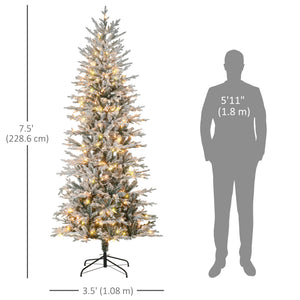 6' Pre Lit Arctic Fir Artificial Flocked Christmas Trees, with Snow Branches, Warm White UL Listed Clear Lights