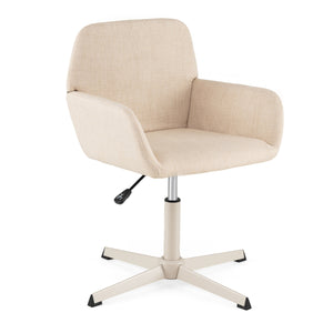Vanity Chair with Back 360° Swivel Armchair w/ Adjustable Height for Home Office-Beige