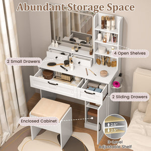 Vanity Set with Mirror and 3 Lighting Modes and Adjustable Brightness-White view 8