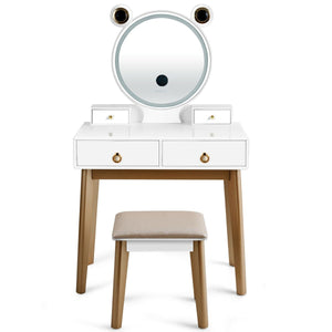 Vanity Set with 3-Color Lighted Touch Screen Dimming Mirror and 4 Drawers view 4