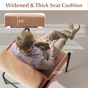 Velvet Upholstered Accent Chair with Cylindrical Backrest and Metal Armrests-Brown view 6