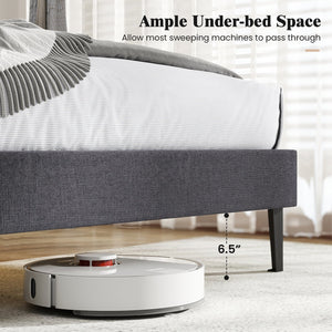 Velvet Upholstered Platform Bed with Height Adjustable Vertical Channel Headboard-Full Size view 5
