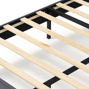 Velvet Upholstered Platform Bed with Height Adjustable Vertical Channel Headboard-Full Size view 6