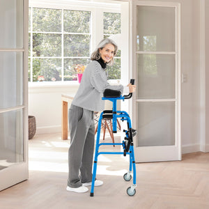 Versatile Rolling Walker for Rehabilitation Training-Navy view 2