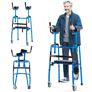 Versatile Rolling Walker for Rehabilitation Training-Navy view 3