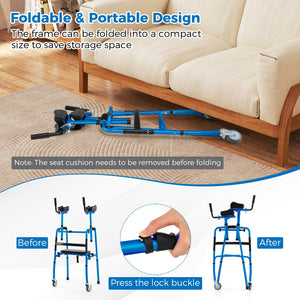 Versatile Rolling Walker for Rehabilitation Training-Navy view 5