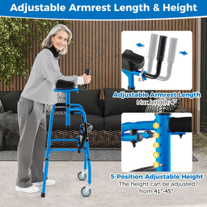 Versatile Rolling Walker for Rehabilitation Training-Navy view 6