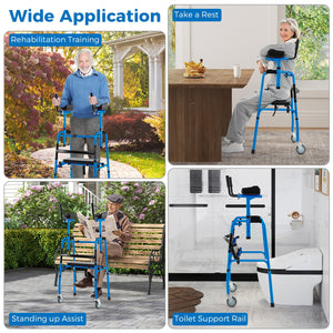 Versatile Rolling Walker for Rehabilitation Training-Navy view 8