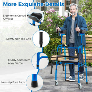 Versatile Rolling Walker for Rehabilitation Training-Navy view 9