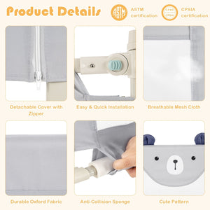 Vertical Lifting Baby Bedrail Guard with Lock-Gray view 8