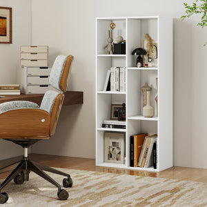Vertical or Horizontal Freestanding Bookshelf with 7 Compartments-White view 2