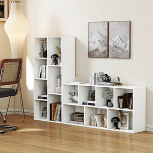 Vertical or Horizontal Freestanding Bookshelf with 7 Compartments-White view 3
