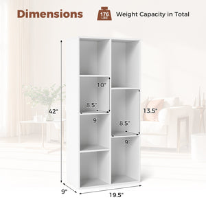 Vertical or Horizontal Freestanding Bookshelf with 7 Compartments-White view 5