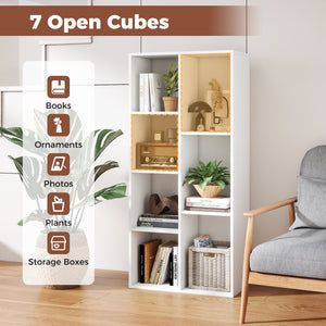 Vertical or Horizontal Freestanding Bookshelf with 7 Compartments-White view 7