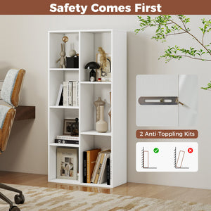 Vertical or Horizontal Freestanding Bookshelf with 7 Compartments-White view 8