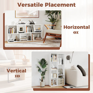 Vertical or Horizontal Freestanding Bookshelf with 7 Compartments-White view 9