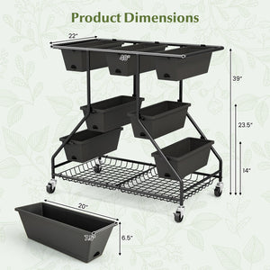 Vertical Raised Garden Bed with 7 Planter Boxes and Storage Baskets-Black view 5