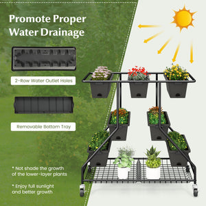 Vertical Raised Garden Bed with 7 Planter Boxes and Storage Baskets-Black view 9