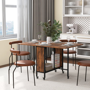 Folding Dining Table, Extendable Kitchen Table for Small Spaces with Storage Shelf and 6 Wheels – view 28