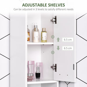 Tall Bathroom Vanities, Narrow Bathroom Cabinets with 2 Doors, Open Compartment and Adjustable Shelves, White