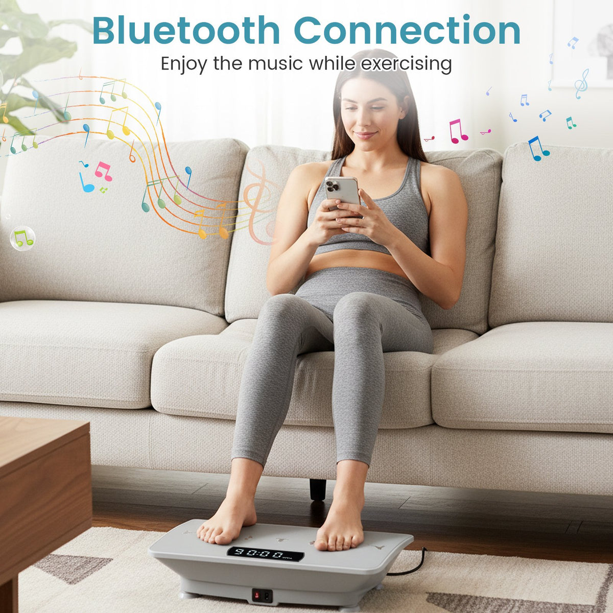 Vibration Plate Exercise Machine with Gravity Sensor for Home-Gray view 2