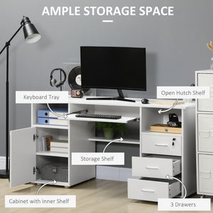 57" Computer Desk with Drawers, Home Office Desk with Keyboard Tray, Open Shelves and Lockable Drawer – view 10
