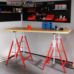 Set of 2 Adjustable Telescopic Builders Trestle, DIY Steel Work Bench Carpenter – view 21