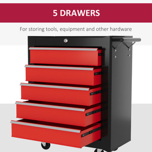 5 Drawer Roller Tool Chest, Lockable Toolbox, Storage Organizer with Handle for Workshop Mechanics Garage – view 3